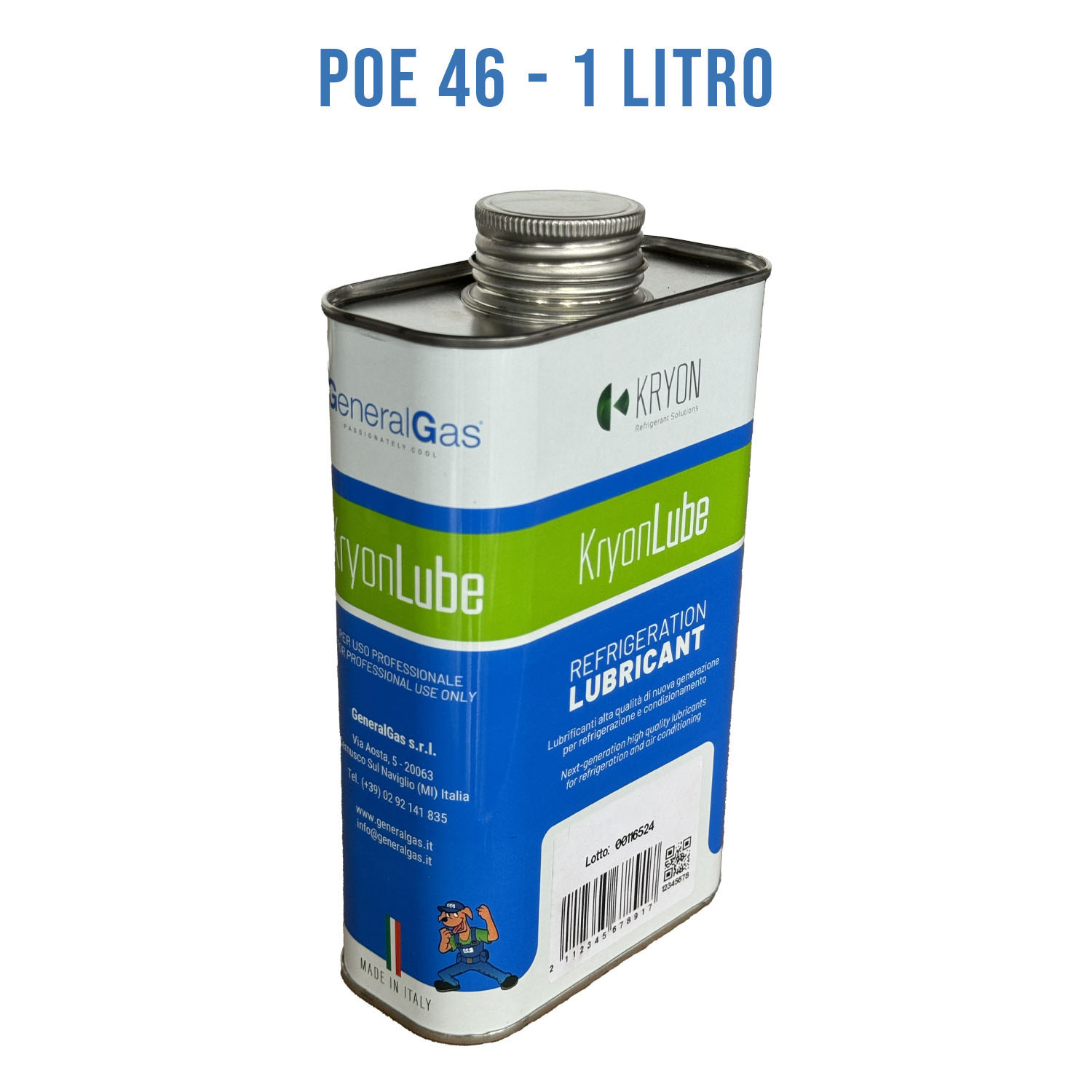 Lubrificante HVACR KryonLube POE 46 -  polyol estere - Tanica in metallo da 1 lt.