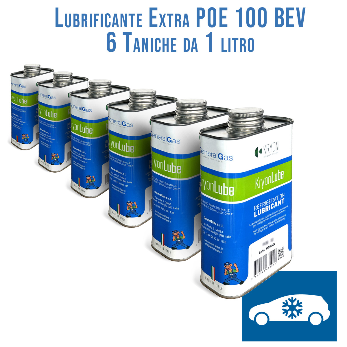 Lubrificante KryonLube EXTRA POE 100 BEV - 6 taniche in metallo da 1L