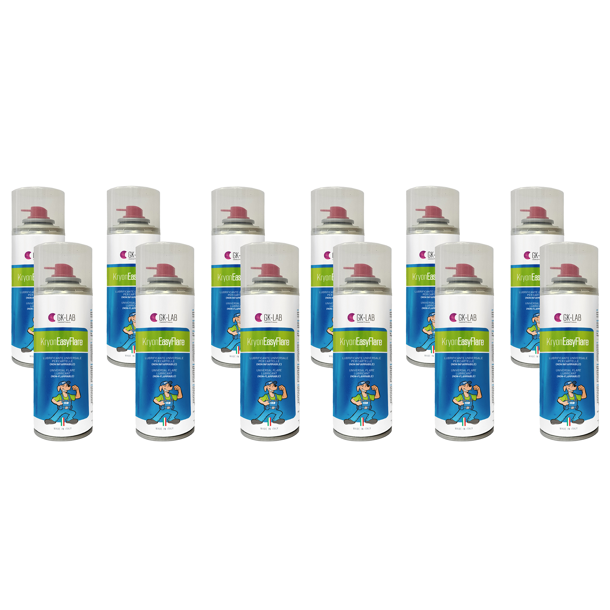 GK-Lab EasyFlare Lubrificante Universale per Cartelle (Non Infiammabile) - 12 bombolette 200ml