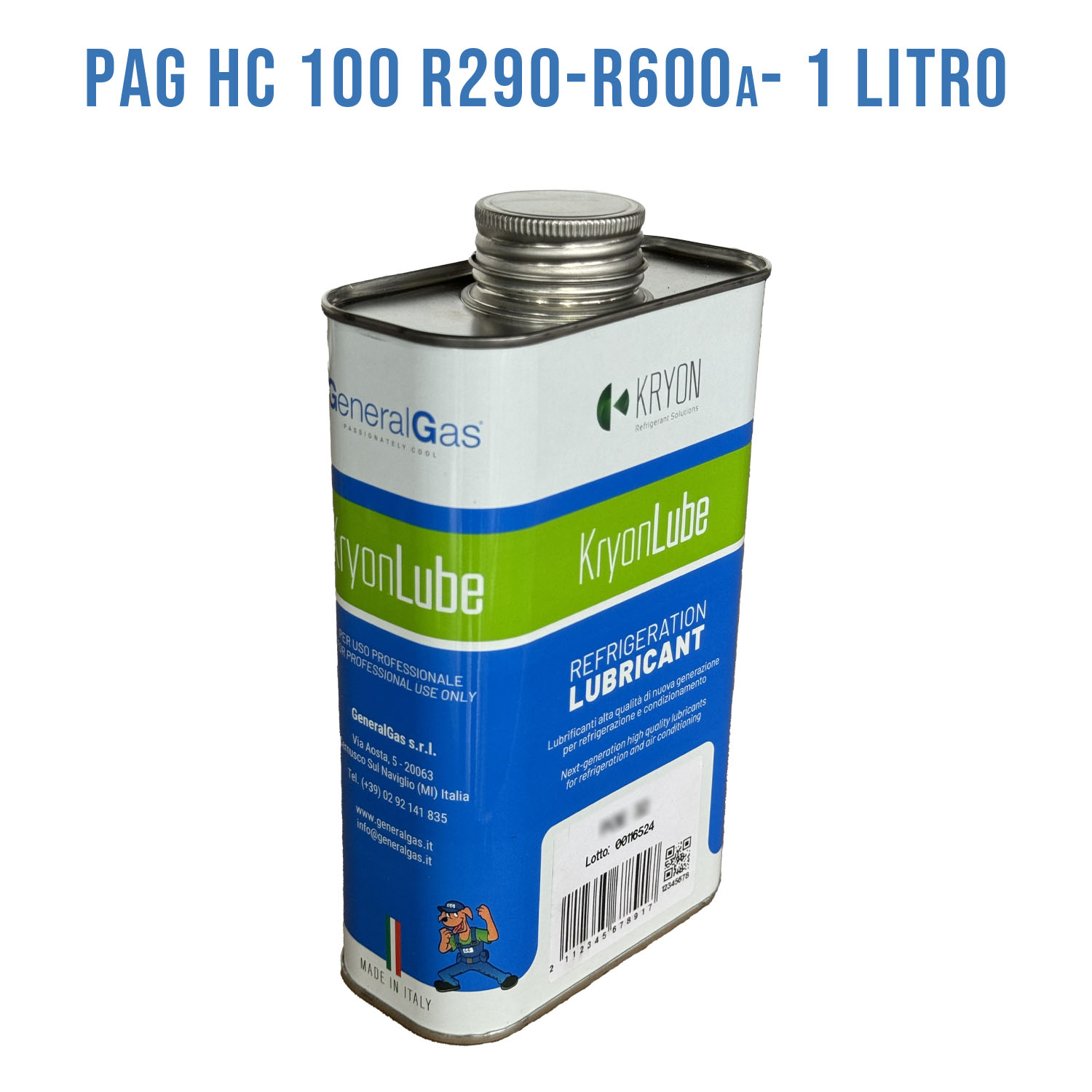  Lubrificante KryonLube HC PAG 100 - R290 e R600a - Tanica in metallo da 1lt.